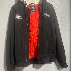 Black Bomber Jacket with Red Lining